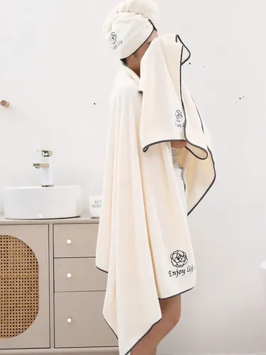 Juego Toalla Grande Y Gorro Absorbente Para Spa Hogar