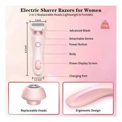 Afeitadora Eléctrica Para Mujeres Silk Glide 2 En 1 Rosa