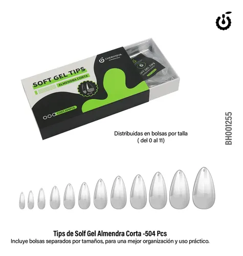 Tips Soft Gel Press On 504pcs Prelimados Cherimoya Manicuria