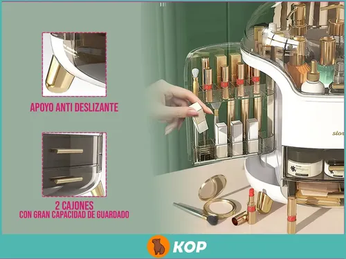 Organizador Porta Cosmeticos – Maquillaje – Makeup – Grande Capsula Transparente Con Blanco