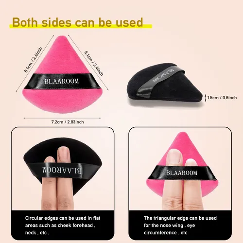Powder Puff Blaaroom Triangle Velour Soft, 6 Piezas