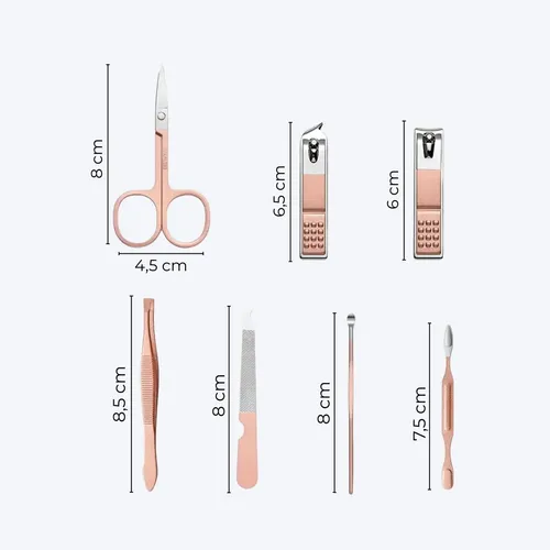 Set De Manicura Pedicura X7 Piezas Estuche Alicate Pinza