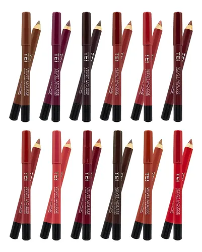 Tei Lapiz Delineador Labios Velvet Mousse Waterproof Pack 12