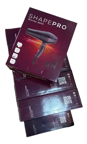 Secador de Pelo Profesional Shape Biturbo 3500 Negro 2100W Pro con Aire Frío