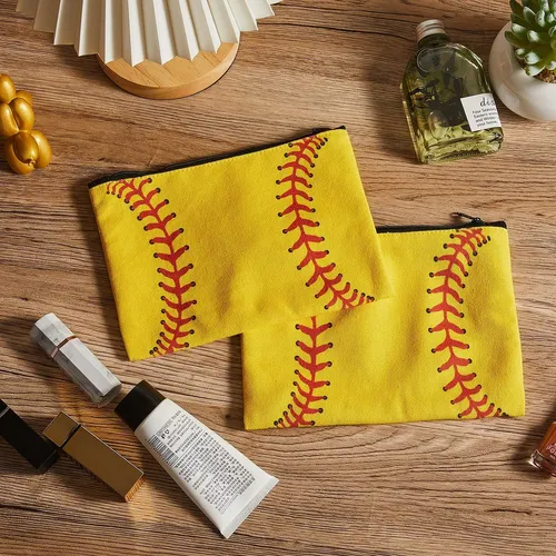 Bolsa De Maquillaje Frienda, Tela Estilo Softball, 20 X 15 C