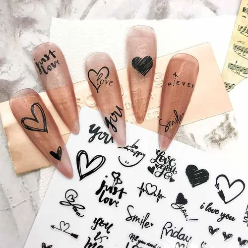 Pegatinas De Uñas Con Alfabeto Corazón 3d – Fácil Diy