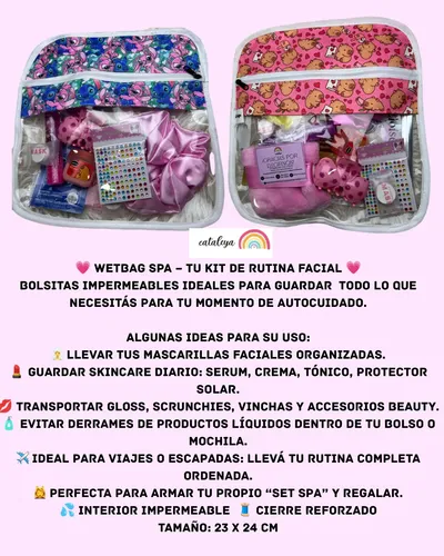 Kit Skincare Mascarilla Bolsa Impermeable Wet Bag Rutina Spa