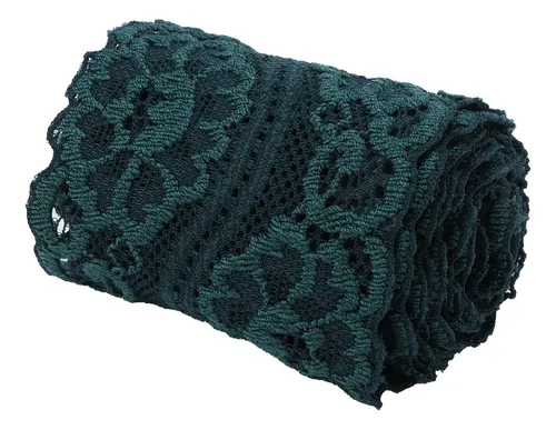 Cinta De Encaje, Elástica, Verde Oscuro, 10 Yardas Y 2 Pulga