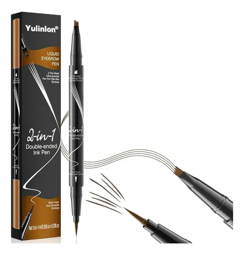 Lápiz De Cejas Líquido 2-en-1 Yulinlon Marrón Oscuro