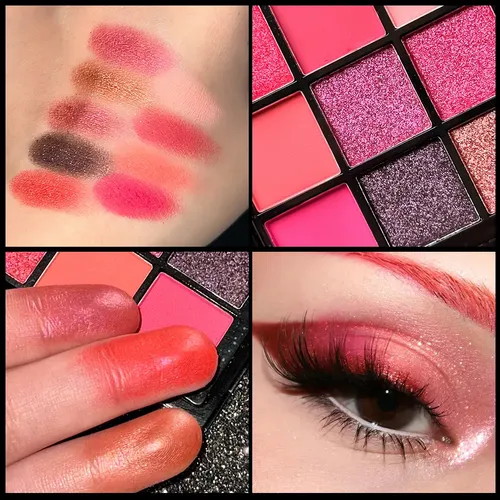9-grid Red Eyeshadow Palette Purple Glitter La Lo