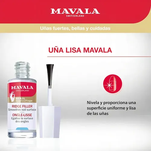 Mavala Uña Lisa, Alisa E Iguala Superficie De Uñas Estriadas Color Transparente