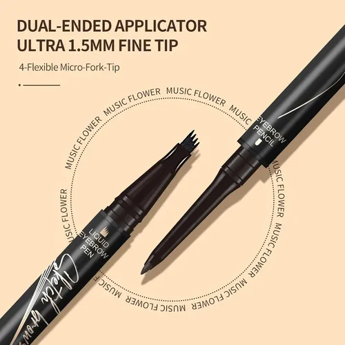 Music Flower Boli Doble Extremo Cejas 4 Micro Brochas Negro