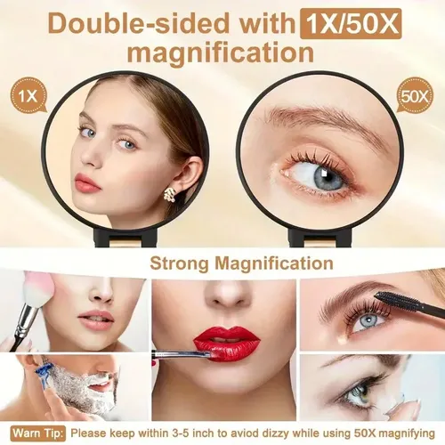Espejo De Mano Doble Cara Con Aumento 1x 20x Portátil