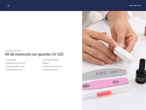 Kit Uñas Guantes Uv Led 2 Esmaltes Eloise Limas Buffer Wipes