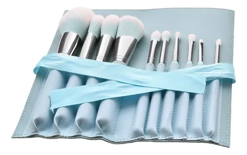 Set 12 Brochas De Maquillaje Con Estuche Azul