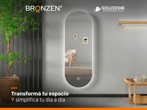 Espejo Premium Vertical Ovalado Luz Led Trasera 100 X 60 Cm