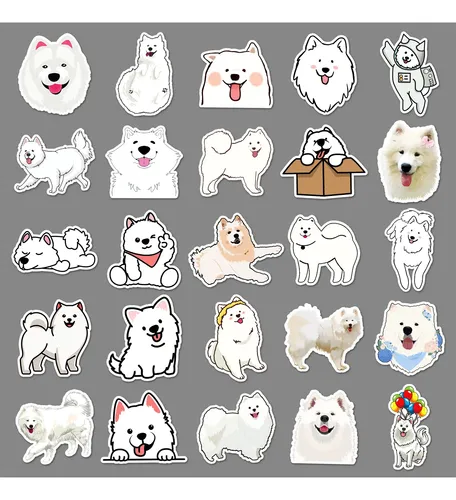50 Piezas De Dibujos Animados De Samoyedos Con Dibujos Anima