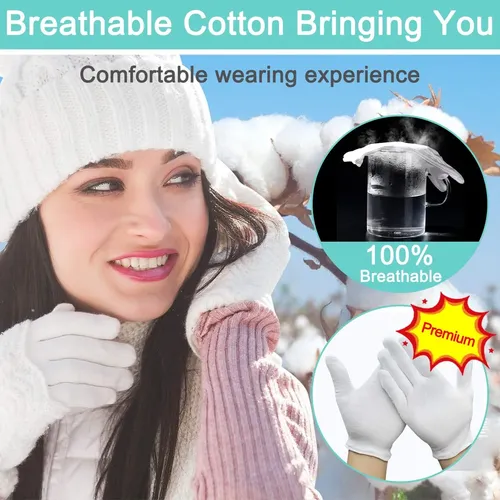 Guantes De Algodón Blancos Para Manos Secas Y Eczema Chico