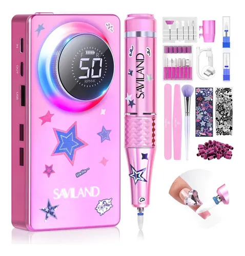 Lima Eléctrica Recargable Para Taladro De Uñas Saviland De 5 Gris