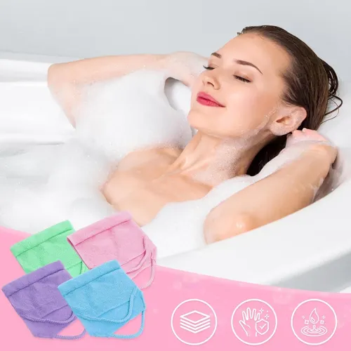 Set Exfoliante Baño 4 Piezas Con Guantes Y Mango