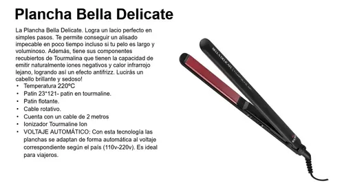 Planchita De Pelo Gama Bella Delicate Tourmaline Ion