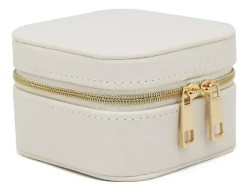 Organizador De Accesorios Mujer Cofre Porta Biuji Eco Cuero Color Beige