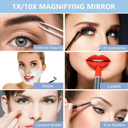 Espejos Maquillaje Luz Led Aumento Espejo Bolsillo Portátil