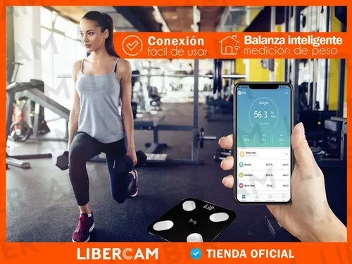 Balanza De Baño Bluetooth Familiar Ultra Slim 180kg libercam LBAL-60 Color Negro