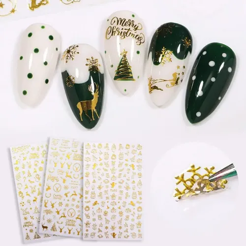 1 Hoja De Navidad Pegatinas De Arte De Copo De Nieve +