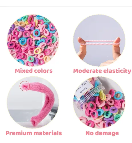 Gomas Para El Pelo Tunbao 100 Uds 2cm Colores Surtidos