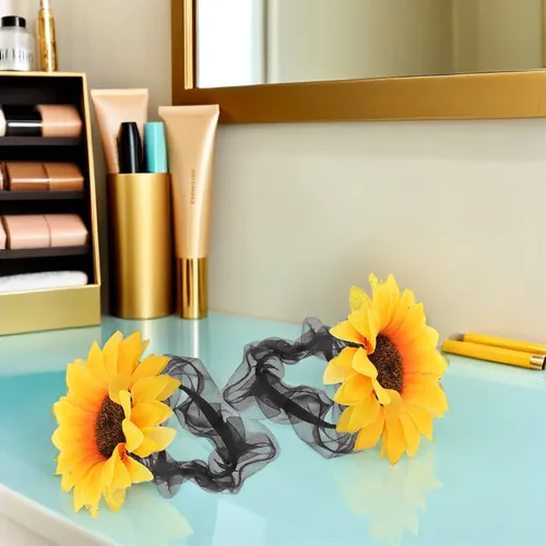 ..10 Cintas Para El Pelo Con Forma De Girasol: Bandas Amarillo Sunflower