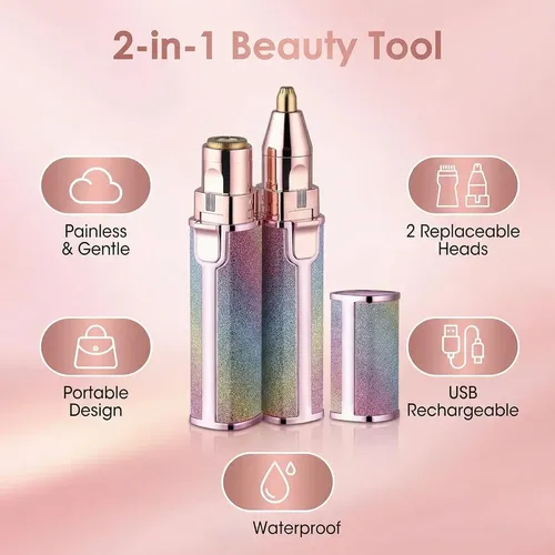 Depiladora Facial Recargable 2 En 1 Mujer Piel Sensible
