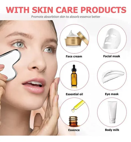 Set Facial Ice Face Roller Y Sha Tool De Acero Inoxidable Gu Black And White