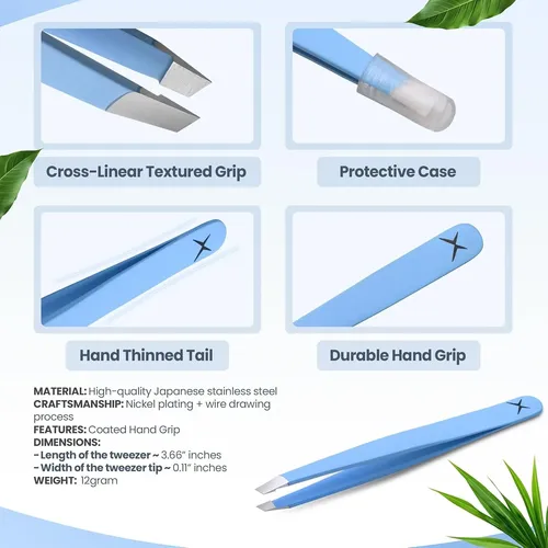 Pinza Profesional Acero Precisión Para Cejas Celeste