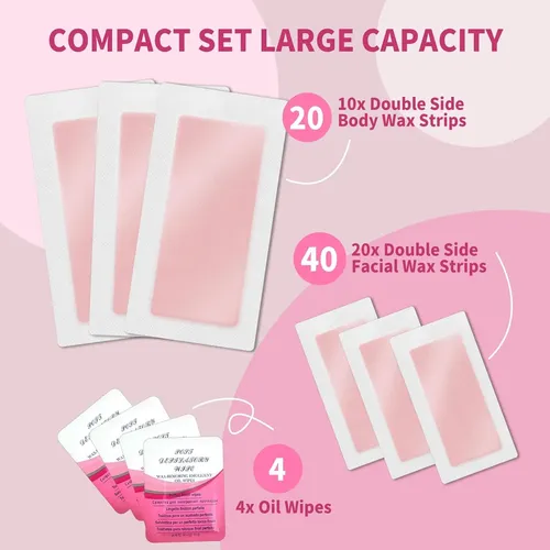 Bandas Depilatorias Faciales 20 Uds Tiras Dobles Cera Fría/p