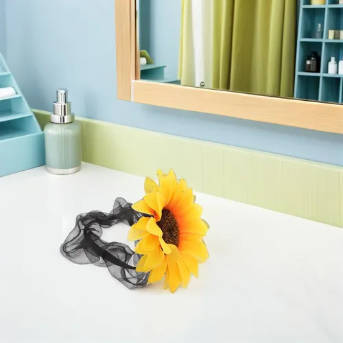 ..10 Cintas Para El Pelo Con Forma De Girasol: Bandas Amarillo Sunflower
