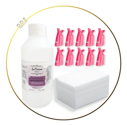 Kit Removedor Uv Broches Wipes Acetona Semipermanente Gel