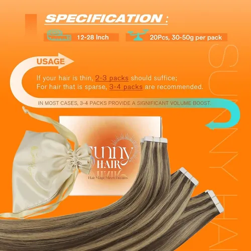 Extensiones De Cabello Con Cinta Sunny Hair 18 In Remy Para