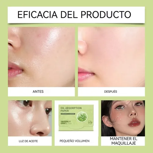 Papel Absorvente De Óleo De Chá Verde Fresco 100 Unidades