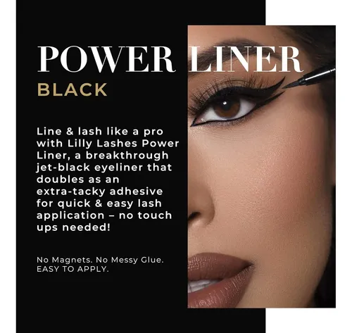 Delineador Adhesivo Lilly Lashes Power Liner Negro 2 En 1