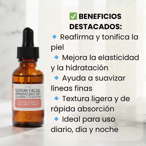 Serum Facial Colágeno Y Elastina 50ml, Antiage Reafirmante**