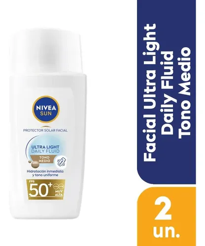 Combo Protector Solar Facial Fluido Tono Medio F50 Nivea X2