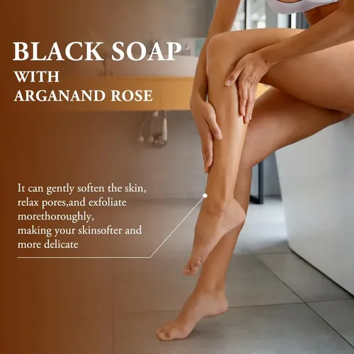 Jabón Negro Con Argán Y Rosa, Exfoliante Corporal Marroquí,