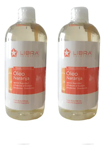 Aceite Masajes Pack 2 Esencial Naranja 500g Libra Cosmetica