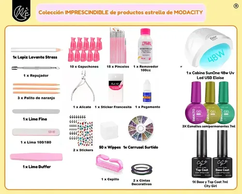 Kit Uñas Gelificadas Manicura Semipermanente Cabina Uv Led