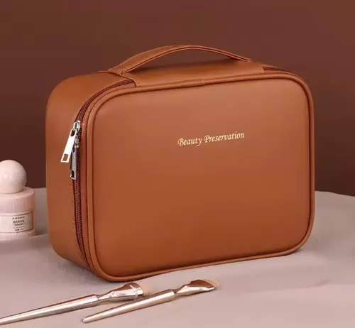 Bolsa Cosmética Impermeable Organizador Viaje Cuero Portátil