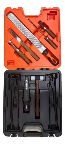 Kit Herrador Bahco Escofina Tenaza Gubia Desvasadora Maletin Color Naranja