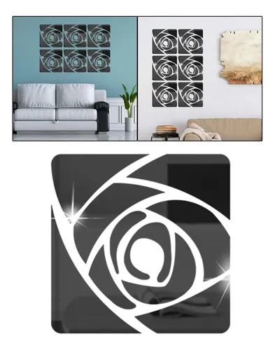 Adhesivo De Pared Con Espejo Acrílico Con Estampado De Rosas
