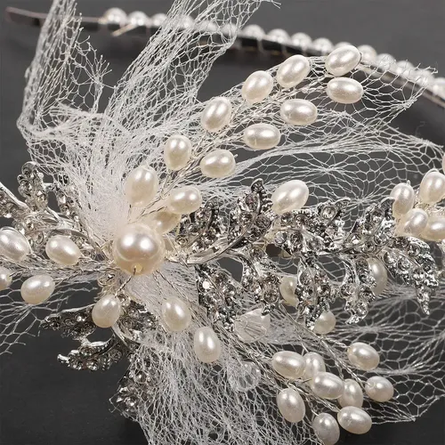 Diadema De Novia Con Perlas De Cristal Para El Cabello