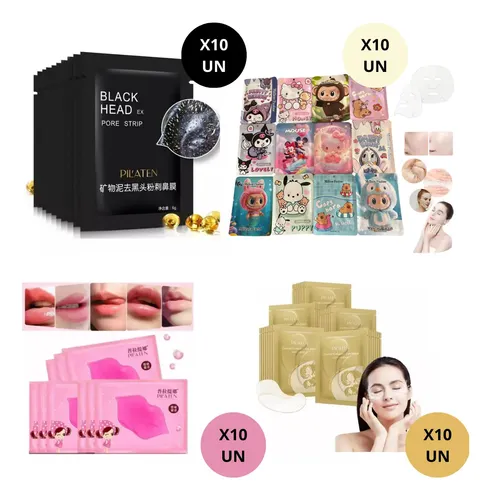 Set Skincare Mascarillas+labios+ojeras+espinillas X10 Un